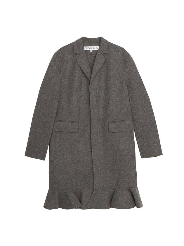 Ruffle Hem Straight Fit Wool Single Coat Grey - JW ANDERSON - BALAAN 1