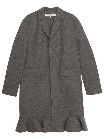 Ruffle Hem Straight Fit Wool Single Coat Grey - JW ANDERSON - BALAAN 2