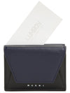 Men's Compact Tri-Fold Leather Half Wallet Black - MARNI - BALAAN 9