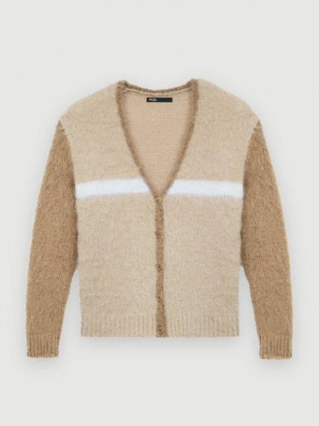 V-Neck Mohair Cardigan Camel - MAJE - BALAAN 2