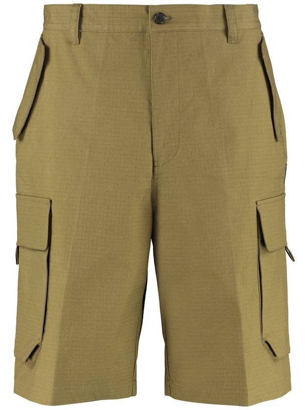 Men's Cargo Cotton Bermuda Shorts Olive - KENZO - BALAAN 1