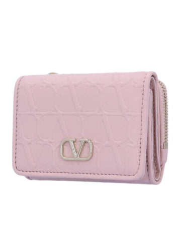 Twill Iconograph Half Wallet Rose - VALENTINO - BALAAN 1