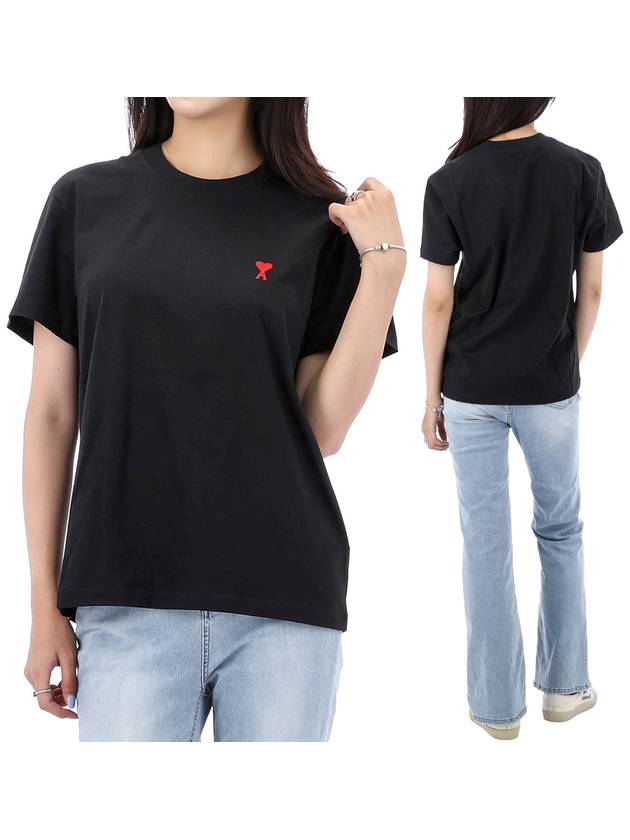 Small Heart Logo Short Sleeve T-Shirt Black - AMI - BALAAN 2