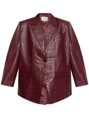 Gestuz Leather Blazer Emiolagz, Women's, Burgundy - GESTUZ - BALAAN 1