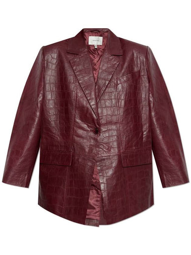 Gestuz Leather Blazer Emiolagz, Women's, Burgundy - GESTUZ - BALAAN 1