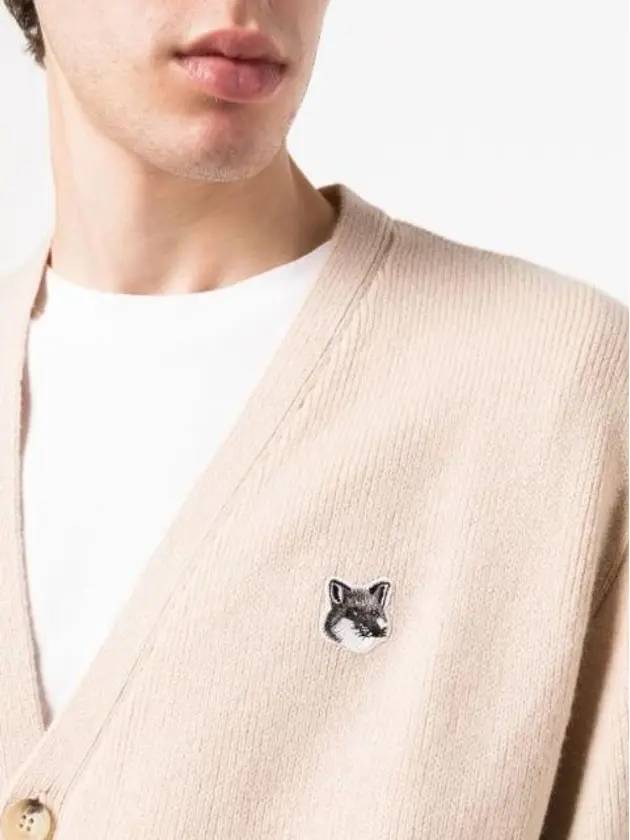 Grey Fox Head Patch Relax Cardigan Beige - MAISON KITSUNE - BALAAN 5