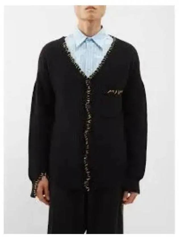 V-Neck Wool Cardigan Black - MARNI - BALAAN 2