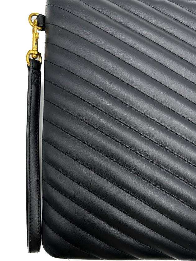 Gold Monogram Document Holder In Matelasse Leather Black - SAINT LAURENT - BALAAN 5