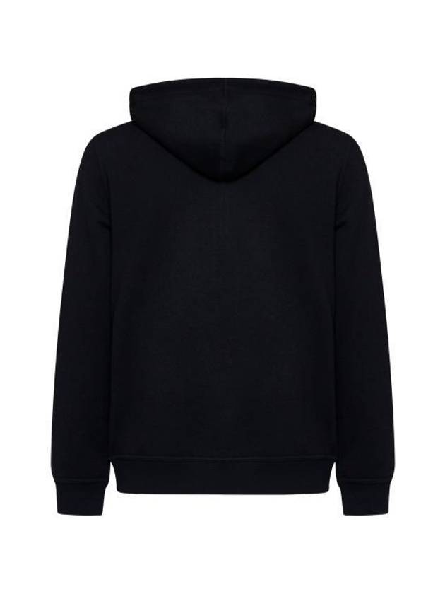 Logo Print Double Fleece Zip Up Hoodie Black - BRUNELLO CUCINELLI - BALAAN 3