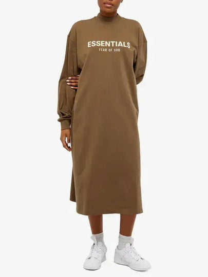 Women's Logo Long Sleeve Long Dress Wood - FEAR OF GOD ESSENTIALS - BALAAN 2