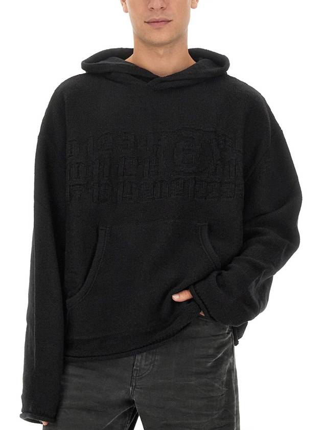 Number Zoom Logo Knit Virgin Wool Hoodie Black - MAISON MARGIELA - BALAAN 5