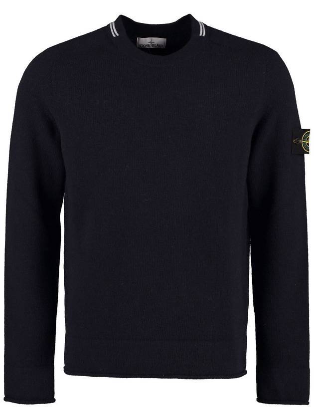 Wappen Patch Wool Knit Top Navy - STONE ISLAND - BALAAN 1