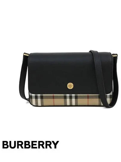 Vintage Check Leather Cross Bag Black - BURBERRY - BALAAN 2