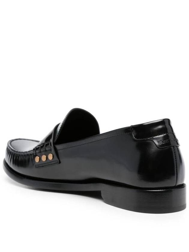 Mocassini Leather Monogram Loafer Black - SAINT LAURENT - BALAAN 4