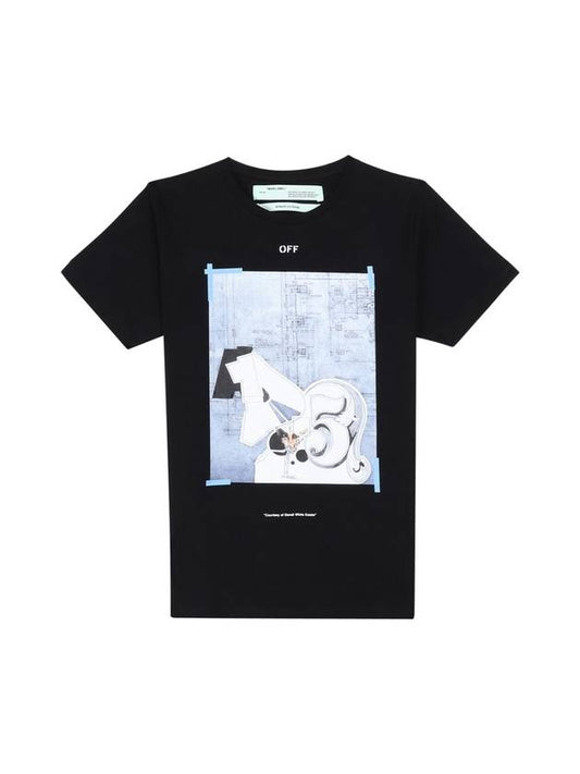 Men's Printed Short Sleeved T-shirt Black - OFF WHITE - BALAAN 1