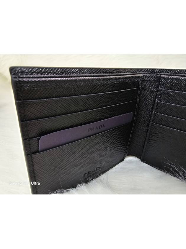 Saffiano Leather Half Wallet Black - PRADA - BALAAN 6