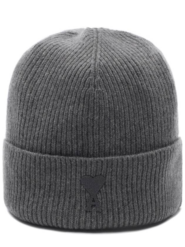 De Coeur Ribbed Knit Beanie Grey - AMI - BALAAN 2