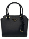 Triangle Logo Saffiano Leather Mini Tote Bag Black - PRADA - BALAAN 2