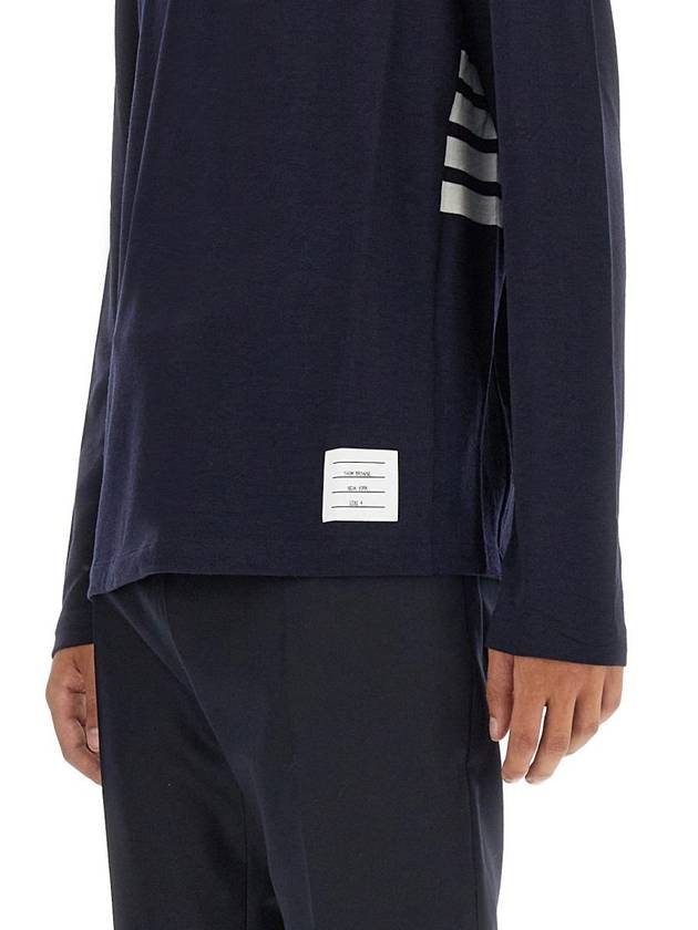 Wool Jersey 4-Bar Long Sleeve T-Shirt Navy - THOM BROWNE - BALAAN 5