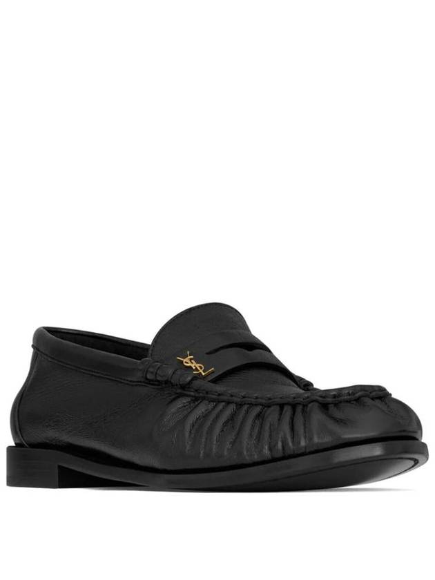 Le Signature Cassandre Logo Plaque Lamb Skin Loafer Black - SAINT LAURENT - BALAAN 3