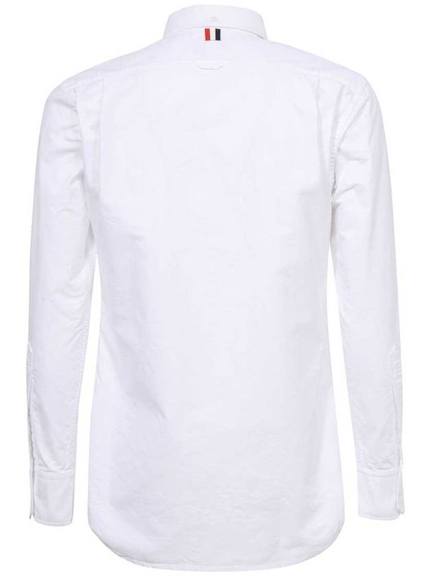 Men's Logo Patch Classic Cotton Long-Sleeve Shirt White - THOM BROWNE - BALAAN 3