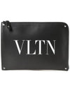 Logo Rockstud Clutch Bag Black - VALENTINO - BALAAN 2