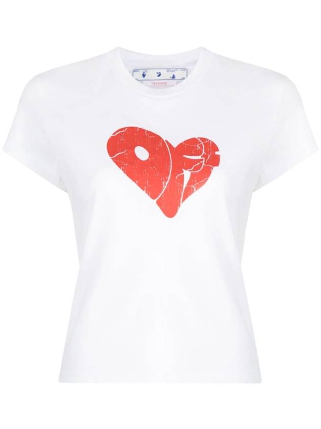 Pedro Heart Logo Printing Short Sleeve T-Shirt White - OFF WHITE - BALAAN 1