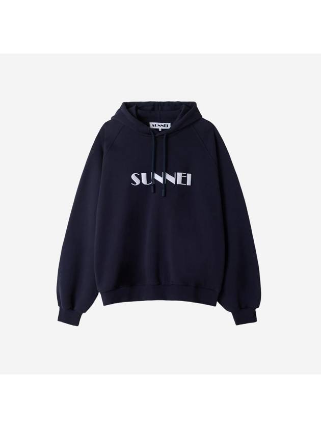 Embroidered Logo Drawstring Hoodie Dark Blue - SUNNEI - BALAAN 2