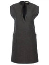 Leather mix wool dress gray 26E932914 - CELINE - BALAAN 5