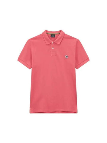 PS slim fit mini zebra pique shirt dark pink - PAUL SMITH - BALAAN 1