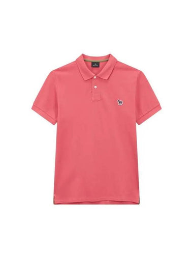 PS slim fit mini zebra pique shirt dark pink - PAUL SMITH - BALAAN 1