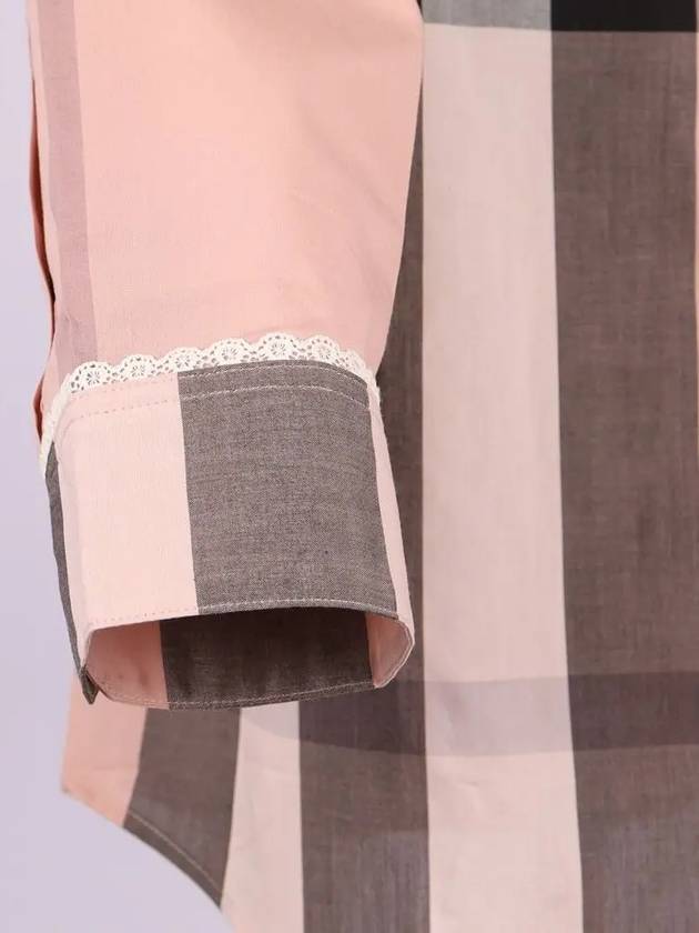WoMen's Lace Cotton Check Long Sleeves Shirt Pink - BURBERRY - BALAAN 7