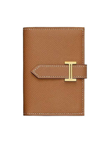 Bearn Gold Hardware Mini Card Holder Gold - HERMES - BALAAN 1