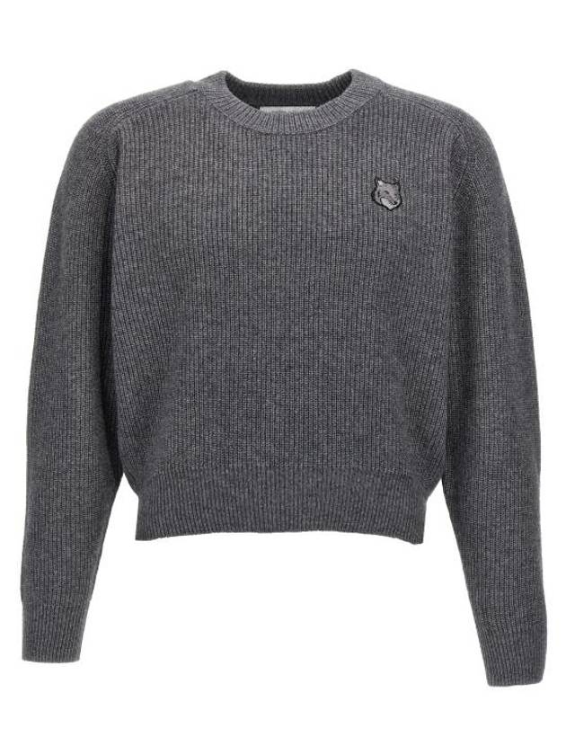 Bold Fox Head Patch Knit Top Grey - MAISON KITSUNE - BALAAN 1