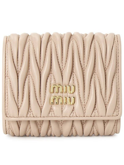 Matelasse Logo Nappa Leather Half Wallet Powder Pink - MIU MIU - BALAAN 2