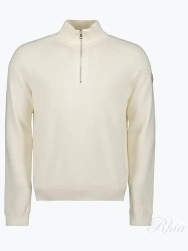 Cotton Cashmere Half Zip Knit Top White - MONCLER - BALAAN 2