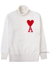 Heart Logo Knit Turtleneck White - AMI - BALAAN 11