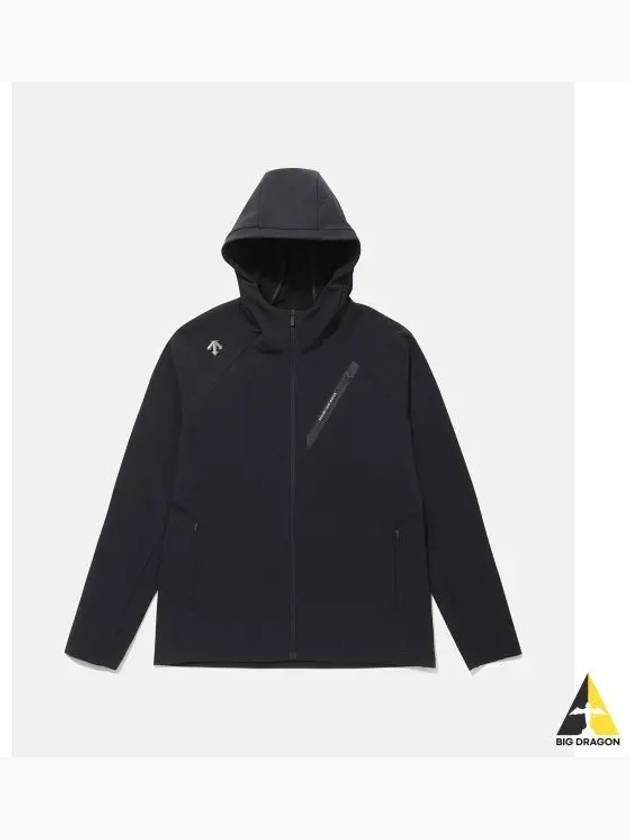 Woven Brushed Engineered Fleece Training Hood Zip up Black SP323UWT91 - DESCENTE - BALAAN 1