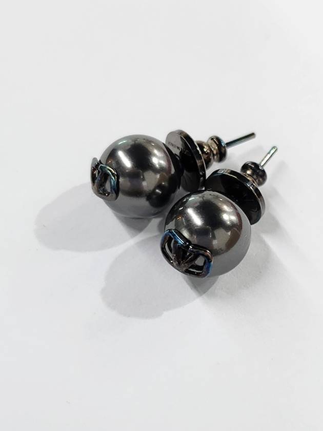 V Logo Signature Pearl Earrings Black - VALENTINO - BALAAN 8