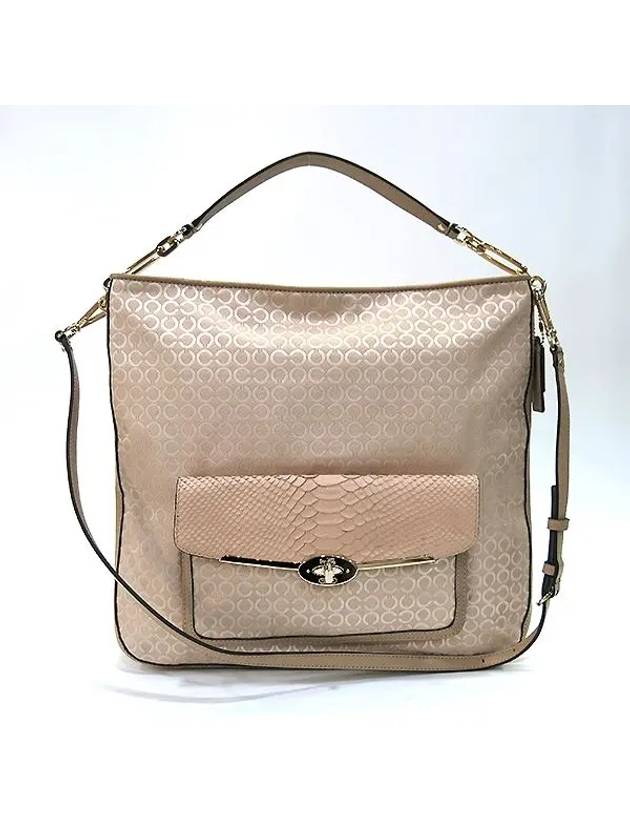 27906 Ivory color fabric python detail shoulder bag - COACH - BALAAN 2