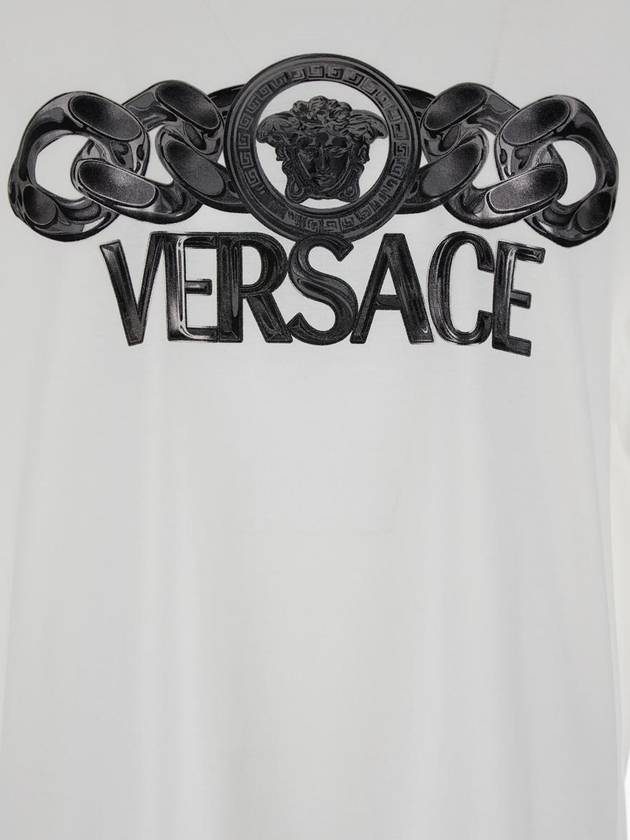 White T-Shirt With Medusa Head Logo Print On The Front In Cotton Man - VERSACE - BALAAN 3