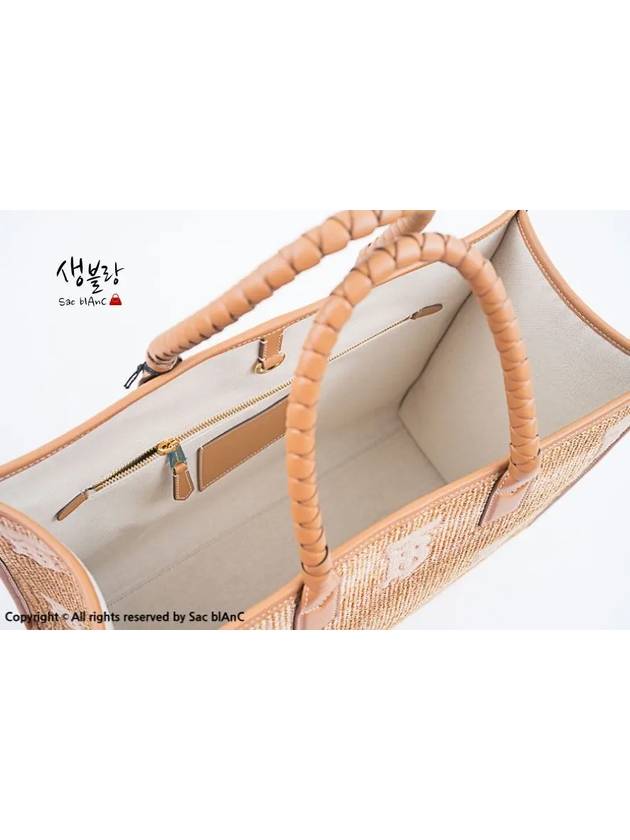 Freya Raffia Leather Mini Tote Bag Natural - BURBERRY - BALAAN 8