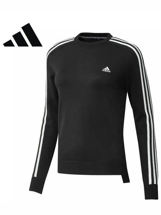 GV1250 Women s Crew Neck Three Stripes Long Sleeve Sweater - ADIDAS GOLF - BALAAN 1