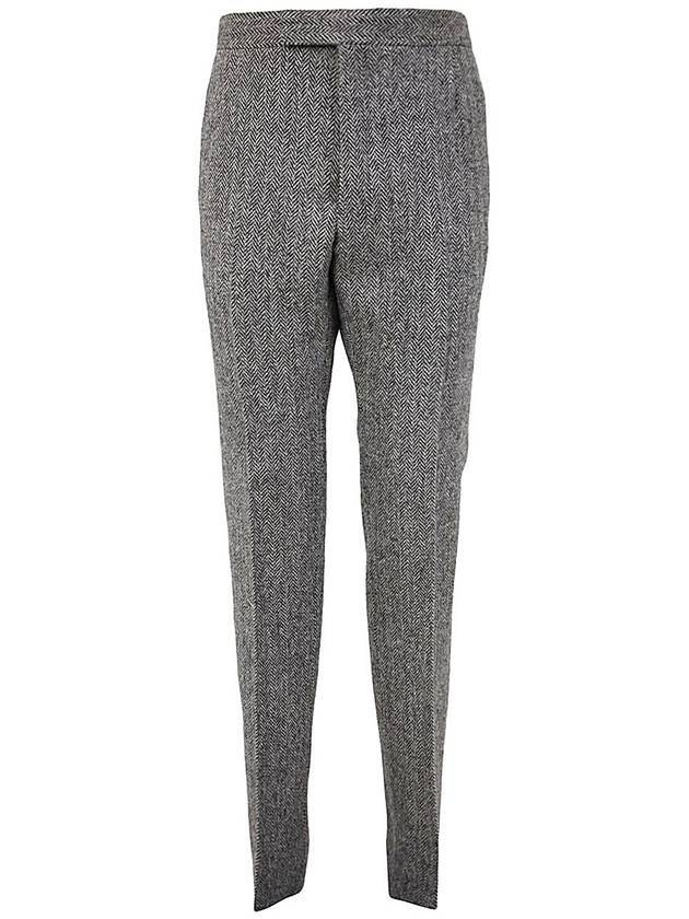 Men's Herringbone Backstrap Straight Pants Grey - THOM BROWNE - BALAAN 1