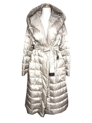 S Max Mara Reversible Light Gray Goose Down Hooded Padded Coat 55 66 - S MAX MARA - BALAAN 1