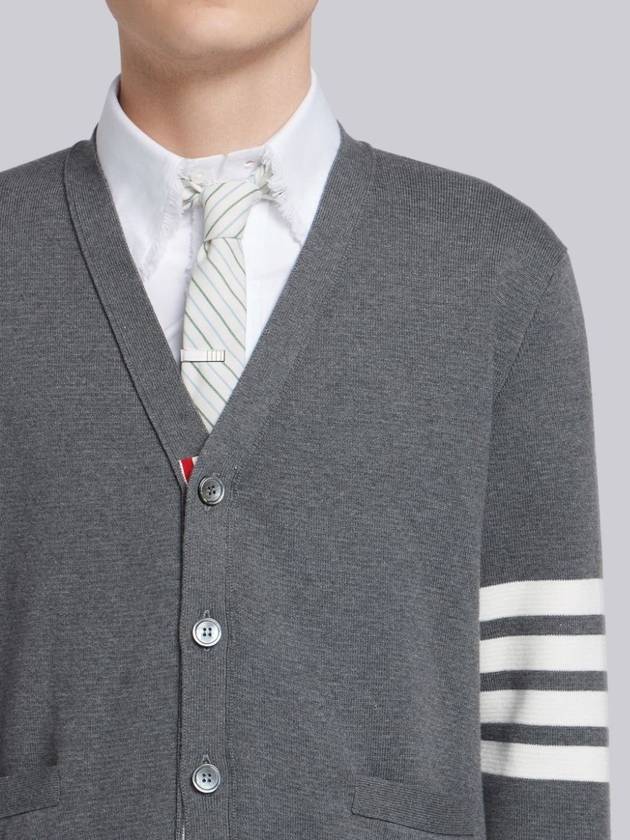 Milano Stitch 4-Bar Cardigan Medium Grey - THOM BROWNE - BALAAN 5