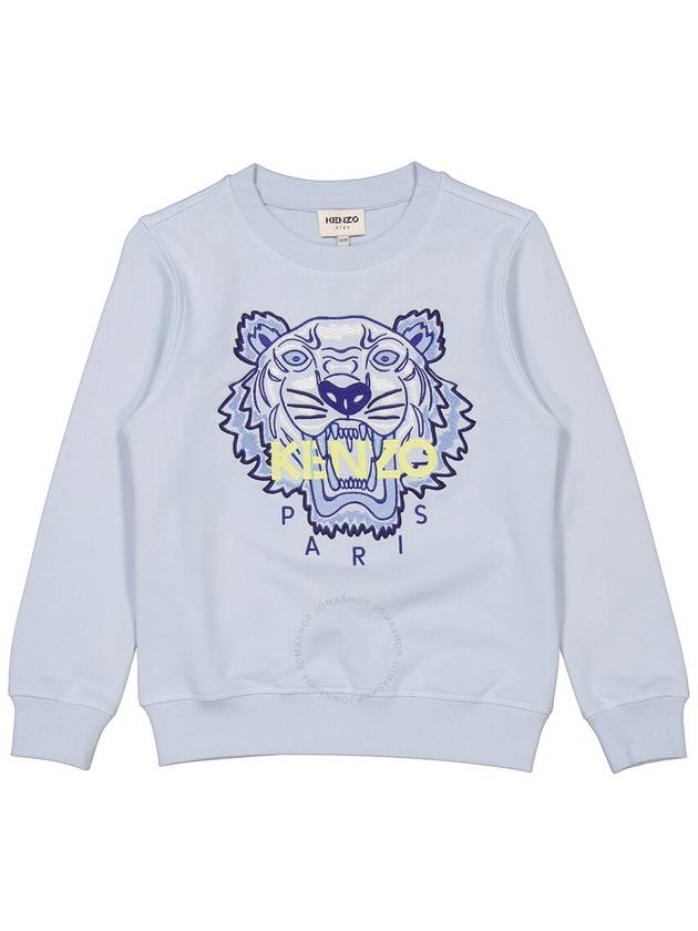 Boys Pale Tiger Head Crew Neck Sweatshirt Blue - KENZO - BALAAN 1