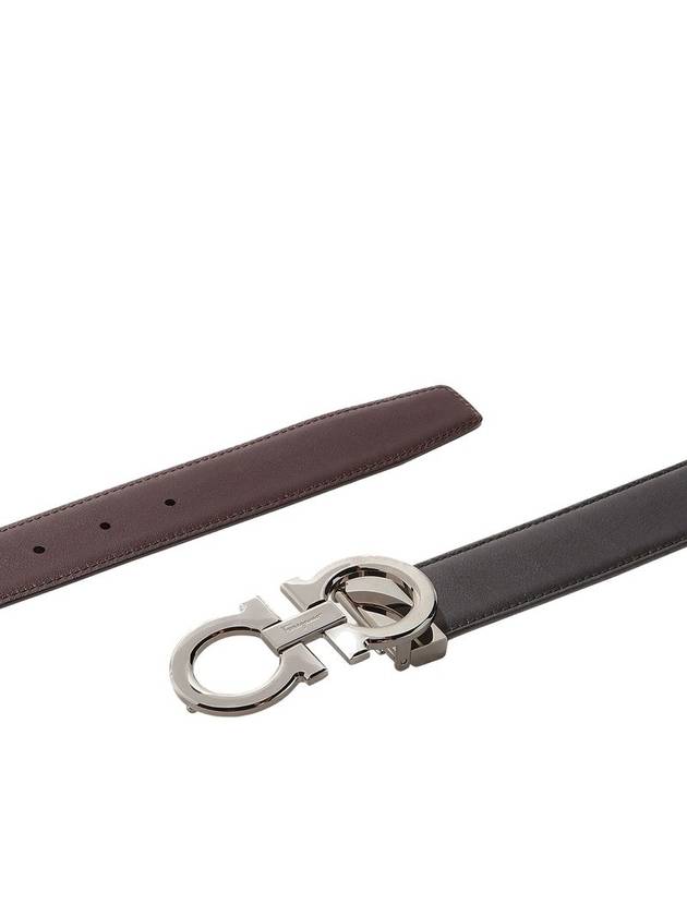 Reversible Gancini Leather Belt Black - SALVATORE FERRAGAMO - BALAAN 3