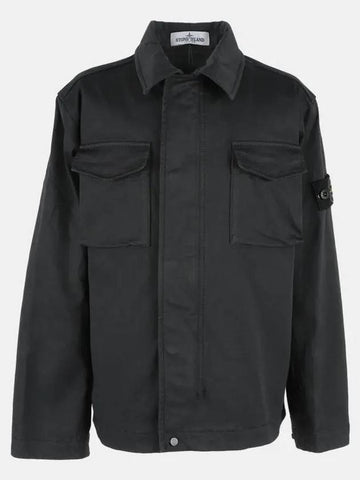 Stone Kids Waffen Patch Overshirt Jacket Charcoal 761610211 V0065 - STONE ISLAND - BALAAN 1