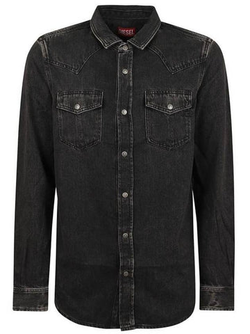 D-Vega Long Sleeve Shirt Black - DIESEL - BALAAN 1